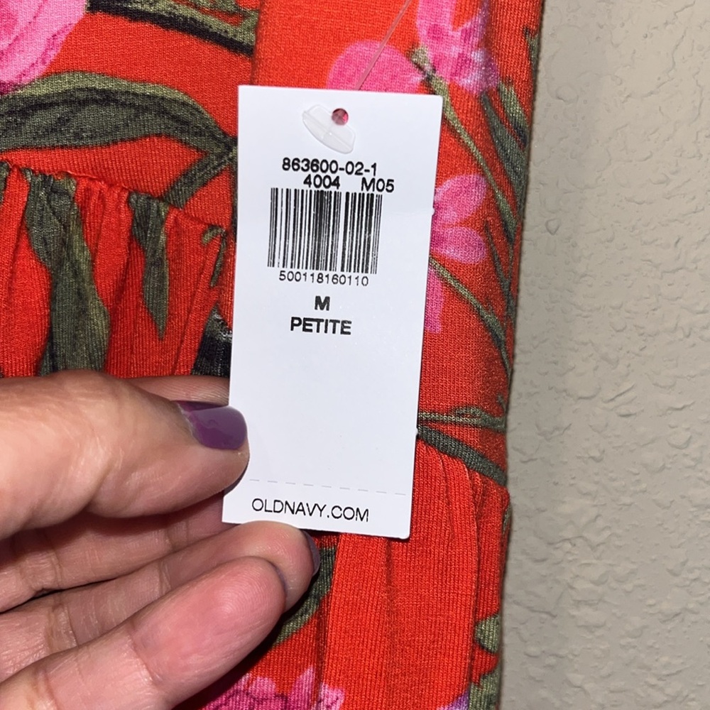NWT Old Navy Red/Orange Floral Soaghetti Strap Dress M - Picture 4 of 8